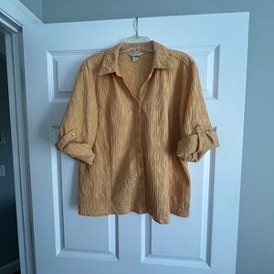 Christopher & Banks Gold Blouse with Collared Neckline